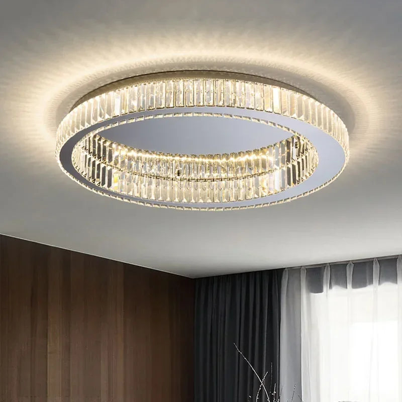 Crystal modern simple circular home ceiling light Italian style light luxury living room study bedroom home decoration lighting