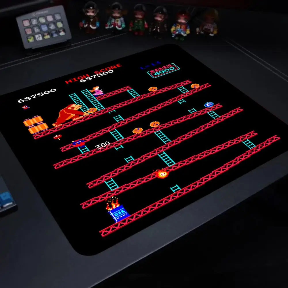 Donkey Kong Mouse Pad Square Non-Slip Rubber Mousepad with Stitched Edges Arcade Game Collage Gaming Computer PC Table Pads MatD
