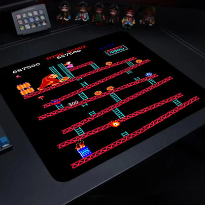 Donkey Kong Mouse Pad Square Non-Slip Rubber Mousepad with Stitched Edges Arcade Game Collage Gaming Computer PC Table Pads MatD