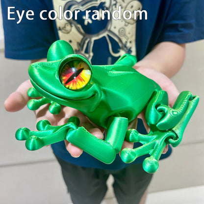 3D Printed Frog Statue, Flexible 3D Printed Animal, Fidget Action Figures for Home Office Desk Decor