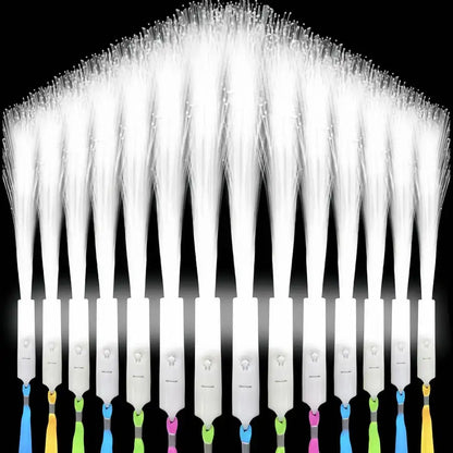 8-200PCS White Fiber Optic Wands Wedding Light Up Fiber Party Wands Flashing Glow Sticks for Dark Wedding Party Favors Birthday