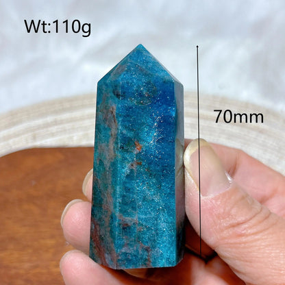 Natural Crystal Blue Flashy Apatite Tower Healing Gemstones High Quality Mineral Reiki Ornament Home Decorations Gift