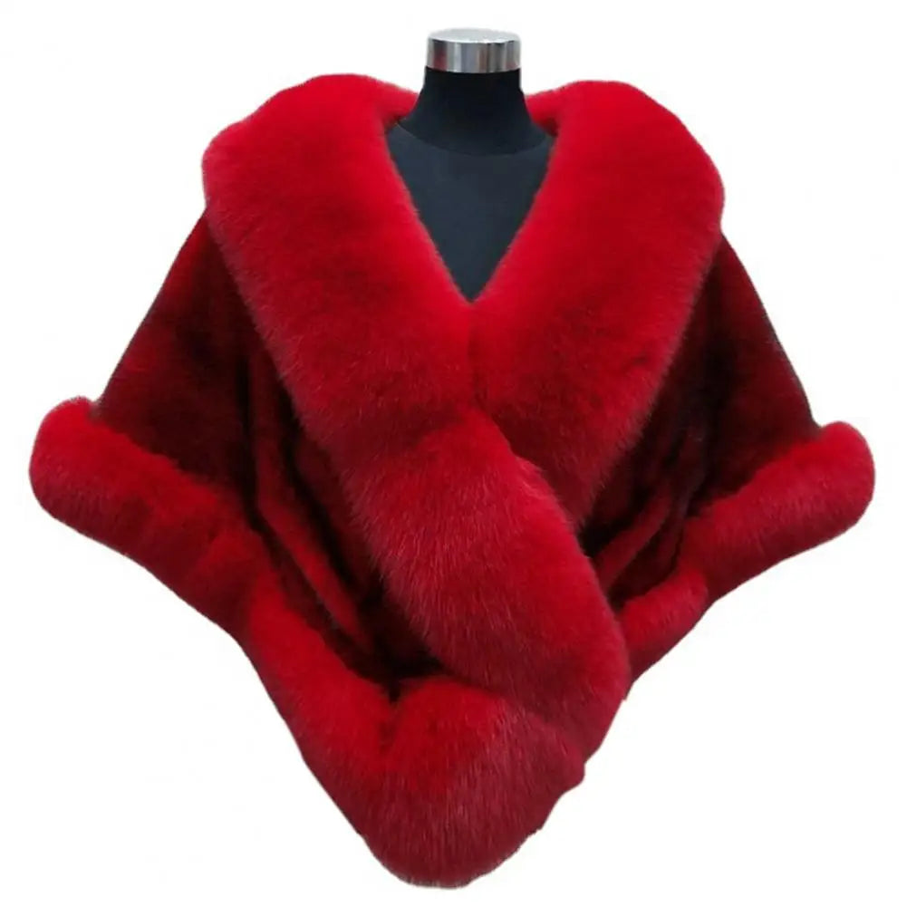 Luxury Fur Women Poncho Fluffy Shawl Fur Evening Dress Shawl Wedding Banquet Shawl Dress Shawl Plush Cape Coat Women Jackets