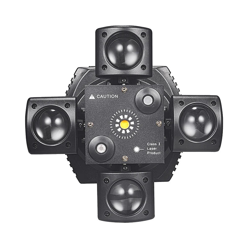 Mini Moving Head Stage Effect Light 4 Arm DMX Sound Control LED RGBW Beam Red Green Laser Strobe 3 in 1 For Disco DJ Party Bars