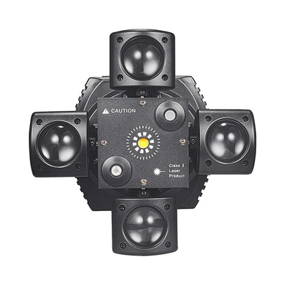 Mini Moving Head Stage Effect Light 4 Arm DMX Sound Control LED RGBW Beam Red Green Laser Strobe 3 in 1 For Disco DJ Party Bars
