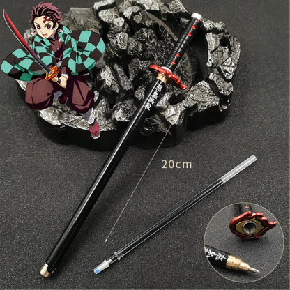 Anime Demon Slayer Nichirin Sword Katana Pen Kimetsu No Yaiba Giyu Refillable Gel Pen for Anime Fans Collection School Supplies