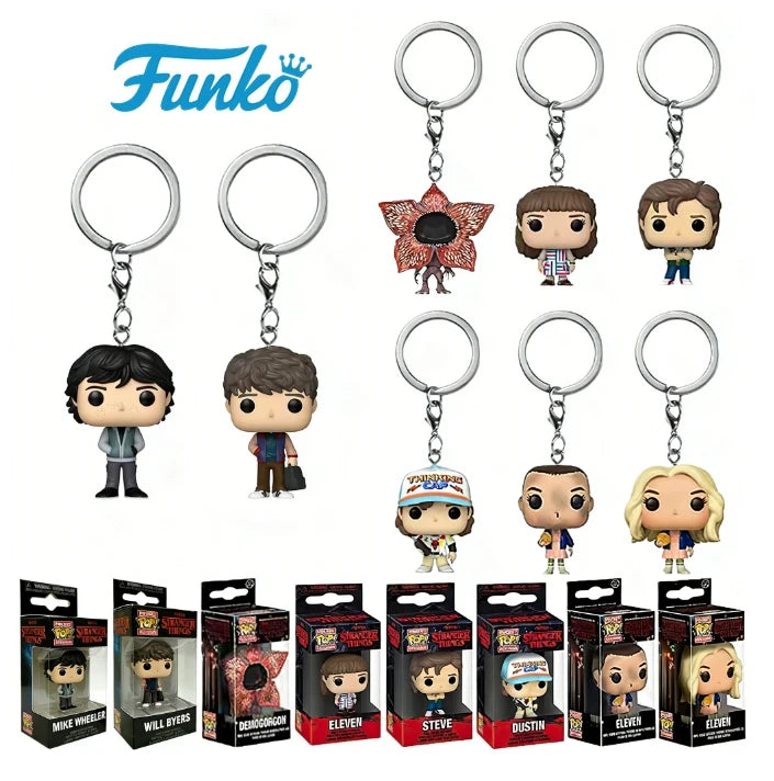 Hot Funko Pop WILL BYERS MIKE WHEELER ELEVEN Demogorgon DUSTIN Barb Keychain Figure Collectible Model Dolls Christmas Gift Toys
