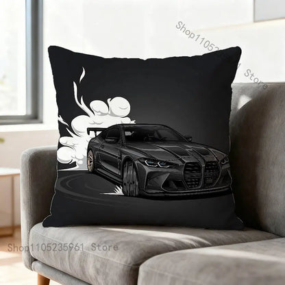 Black White E-E36 Car Pillow Cases for Bedroom Living Room Sofa Home Decor Polyester Cushion Cover with Zipper