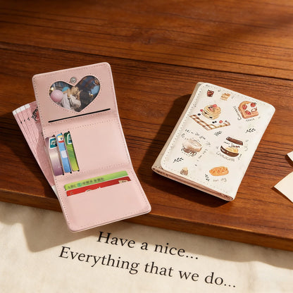 BUYLEMO Cartoon Illustration Snap Button Short Wallet, Kawaii PU Leather Multi-Card Slot Card Holder