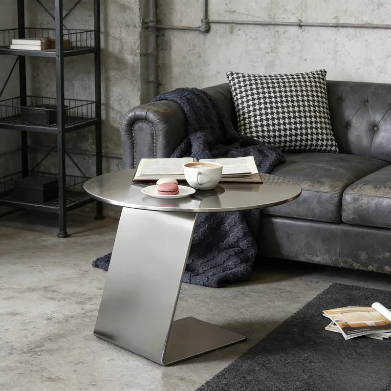 Luxury Industrial Round Side Table Stainless Steel Coffee Tables Creative Tea Table Commercial Milk Tea Shop Cafe Dining Tables