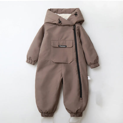 LILIIGIRL 2025 Winter Baby  Clothes Warm Fur Lining Boys Snowsuit Windy Proof Baby Ski Rompers Kids Girls Jumpsuits  2-5Y