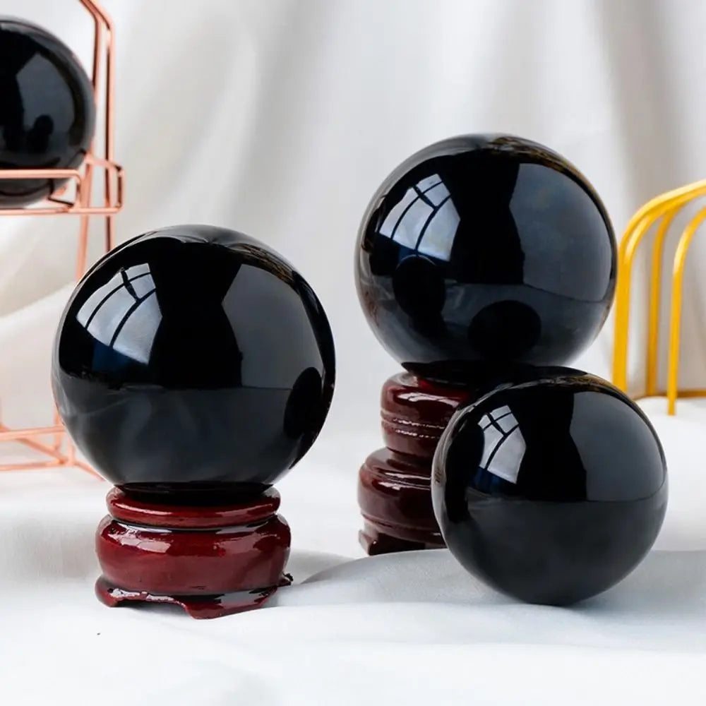 Natural Black Obsidian Sphere Large Crystal Ball Healing Stone Gemstone 30/40/50mm obsidian crystal decorative glass Home Decor