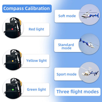 FLYWING Bell407 Scale RC Helicopter ACE Flight Control 6CH GPS FLY WING Bell 407 RC Helicopter LED Light Quick Release Rotor RTF