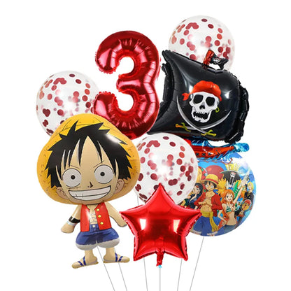 Anime One Piece Aluminum Film Balloons Luffy Shape Foil Balloon Boys Birthday Party Decoration Items