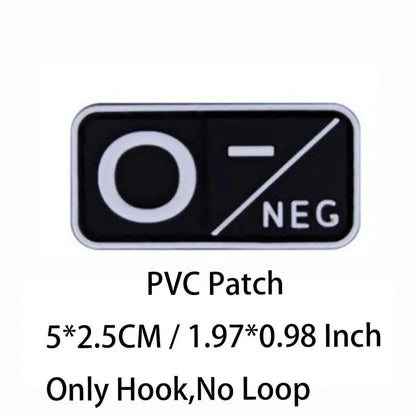 Small Patch with Hook,PVC Blood Type A B AB O POS NEG Emblemen,Patches Military Tactical Badges on Backpack,Outdoor Equipment