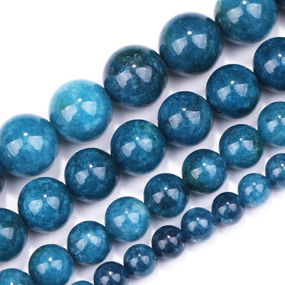 Blue Apatite Jasper Stone Beads 6/8/10/12mm Round Gem Bead for DIY Bracelet Charms Jewelry Making 1 Strip