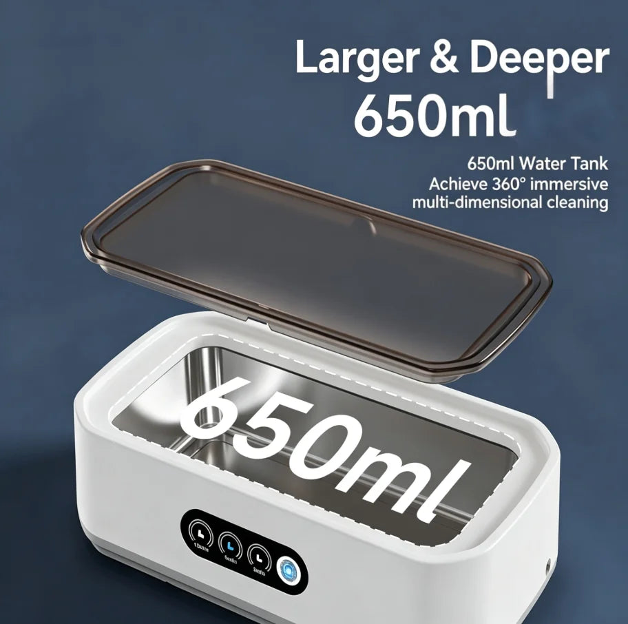Ultrasonic Cleaner Machine Eyeglass 650ml Mini High-frequency Vibration Cleaning For Glasses Jewelry Denture Pacifier