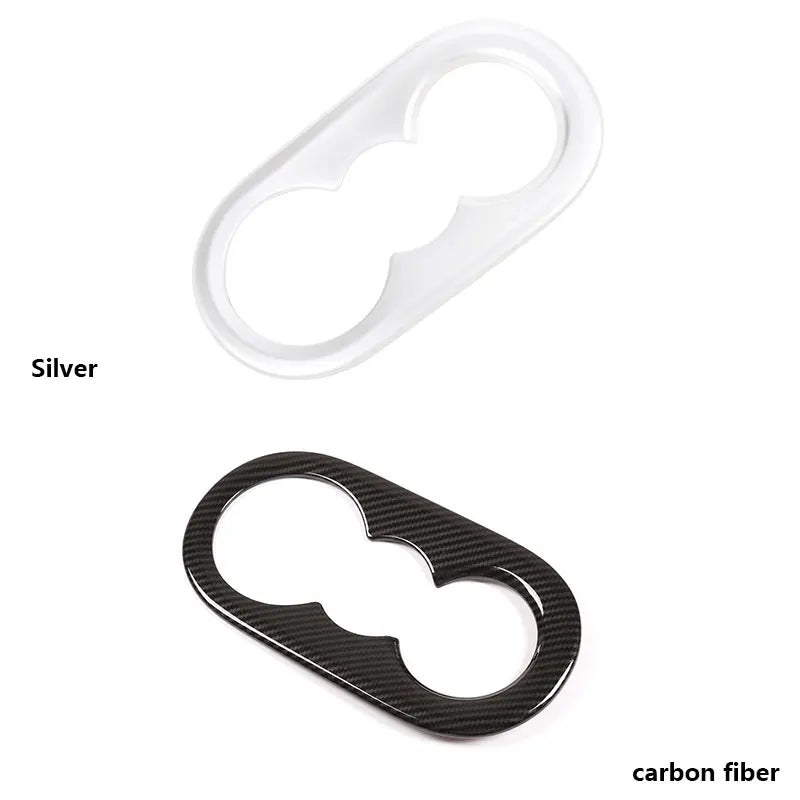 For Porsche Cayenne 2018-2023 ABS Carbon Fiber/Silver Car Rear Seat Water Cup Holder Cover Trim  Stickers Car Accessories