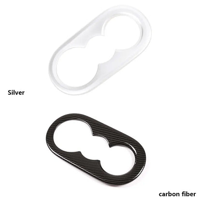 For Porsche Cayenne 2018-2023 ABS Carbon Fiber/Silver Car Rear Seat Water Cup Holder Cover Trim  Stickers Car Accessories