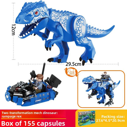 Armed Tyrannosaurus Rex building blocks with chariots, dolls and dinosaurs assembled model children's educational toys