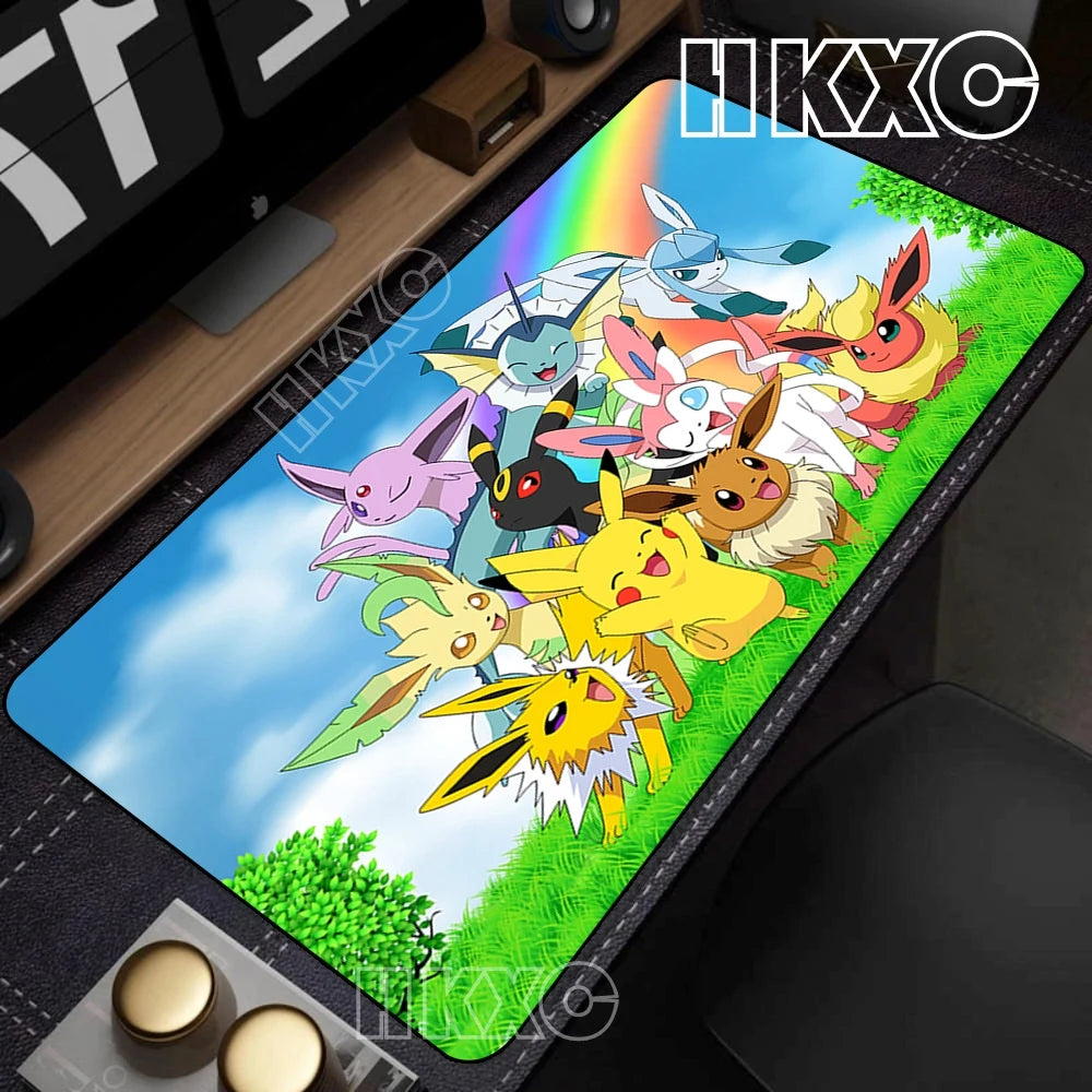 Game Card Pad Gaming Carpet Anime Keyboard Pads Pokemon Eevee Mousepad Gamer Mouse Pads Laptop Extended Desk Mat PC Cabinet Rug