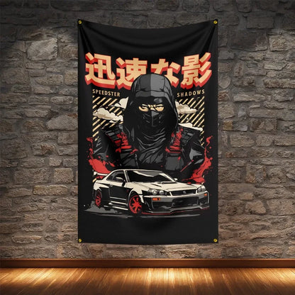 JDM Racing Modified Car Culture Flag Polyester Digital Printing Cars Banner For Decoration