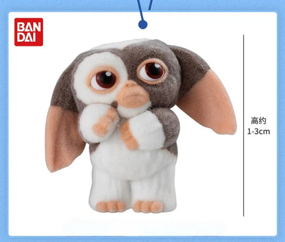 Bandai Genuine Gremlins Gizmo Flocked Mini Figure Capsule Gashapon Horror Movie Character Desktop Ornament Collection Toys Gifts