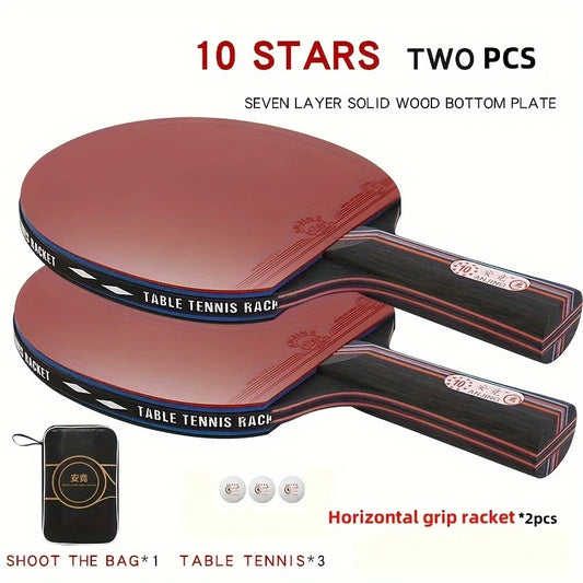 10-Star Carbon Table Tennis Racket Set, Professional Competition Grade Adult Racket, Genuine Single & Double Paddle Available, O