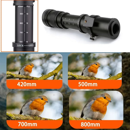 Lightdow 420-800mm f/8.3-16 Manual Telephoto Zoom Lens for Canon RF Canon EF  Nikon F Nikon Z Sony A Sony E Mount Camera