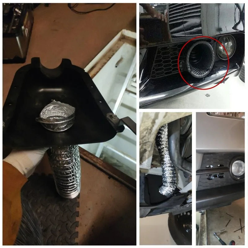 Universal Car Air Intake System Kit Front Bumper Turbo Air Inlet Pipe ABS Carbon Fiber Look for Enhanced Performance and Cooling