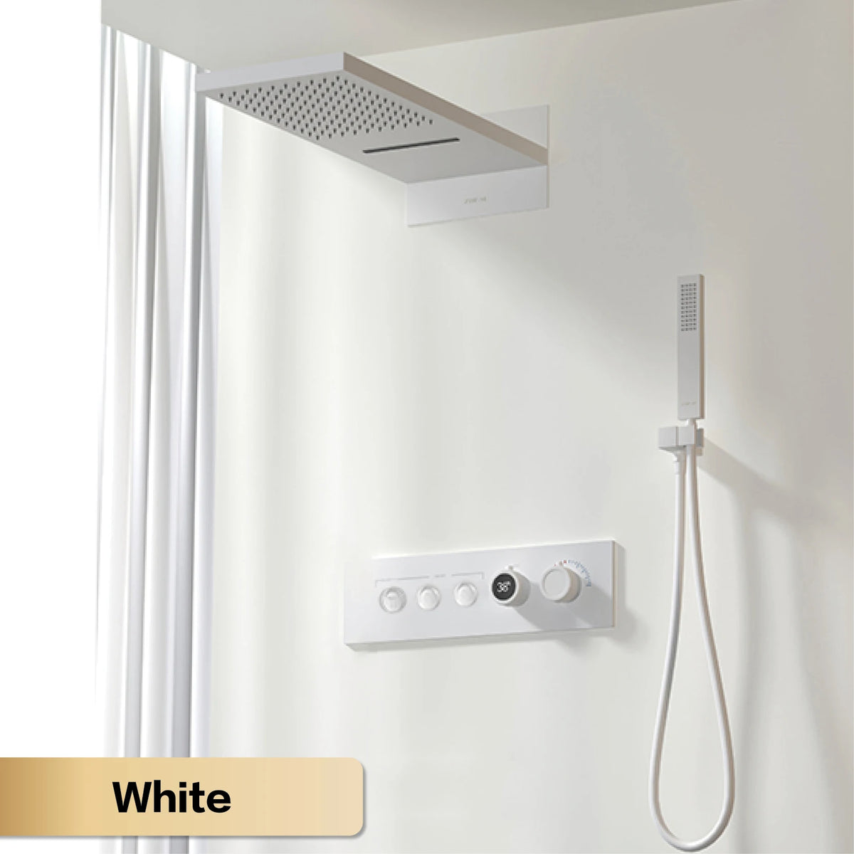 Luxury black brass wall mounted thermostatic shower system Simple embedded design for hot and cold water 3-function bathroom Tap