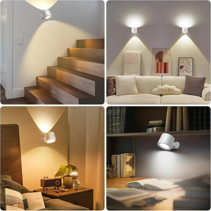 360° Rotating LED Wall Light, Touch Remote Control, 10 Brightness Levels, USB Rechargeable - Ideal for Living Room, Hallway