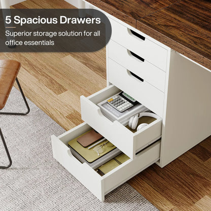 Tribesigns   Two Person Computer Desk With 5 Drawers Study Writing Table Workstation Modern Simple Double Computer Desk