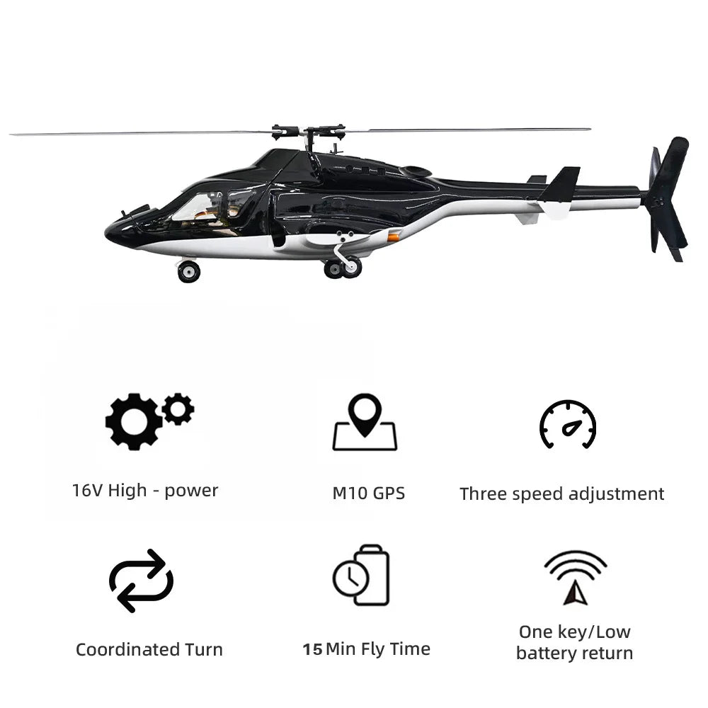 FLY WING Airwolf RC Helicopter Retractable landing gear LED light ACE Flight Control GPS 470 FLY WING Airwolf Scale Helicopter
