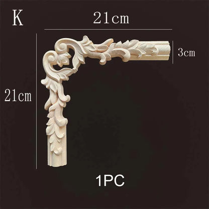 Natural Wood Corner Onlay Moldling European Style Home Decor Background Wall Applique Carved Figurine Living Room Decoration