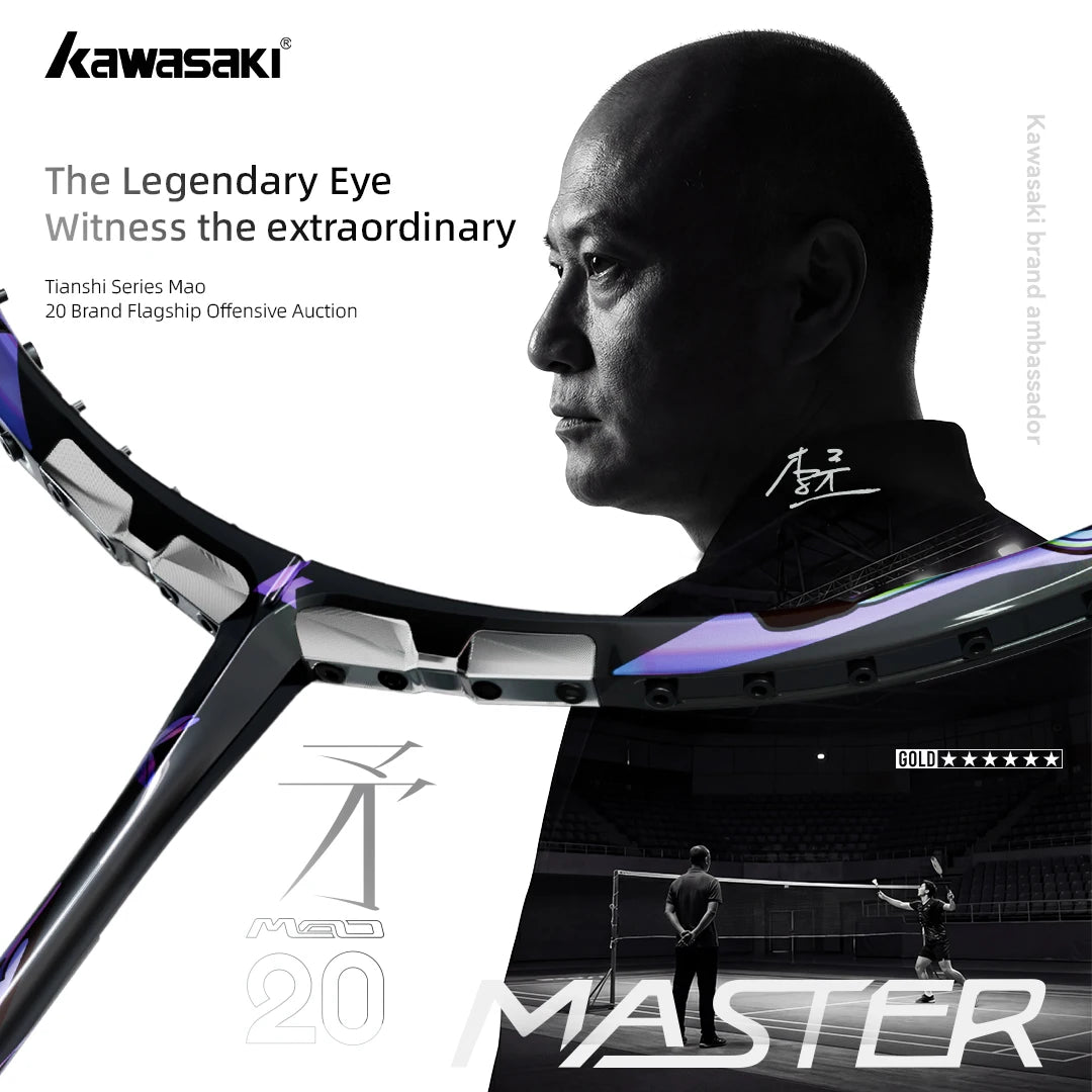 Kawasaki MASTER MAO 20 Six-Star Professional Tournament-Grade Offensive Badminton Racket
