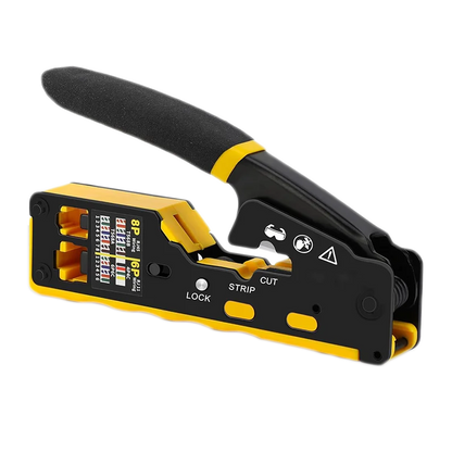 RJ45 Crimp Tool Kit Pass Through Cat6 Crimping Tool For Cat5 Cat5e Cat6 8P8C Connector, All-in-one Ethernet Crimper