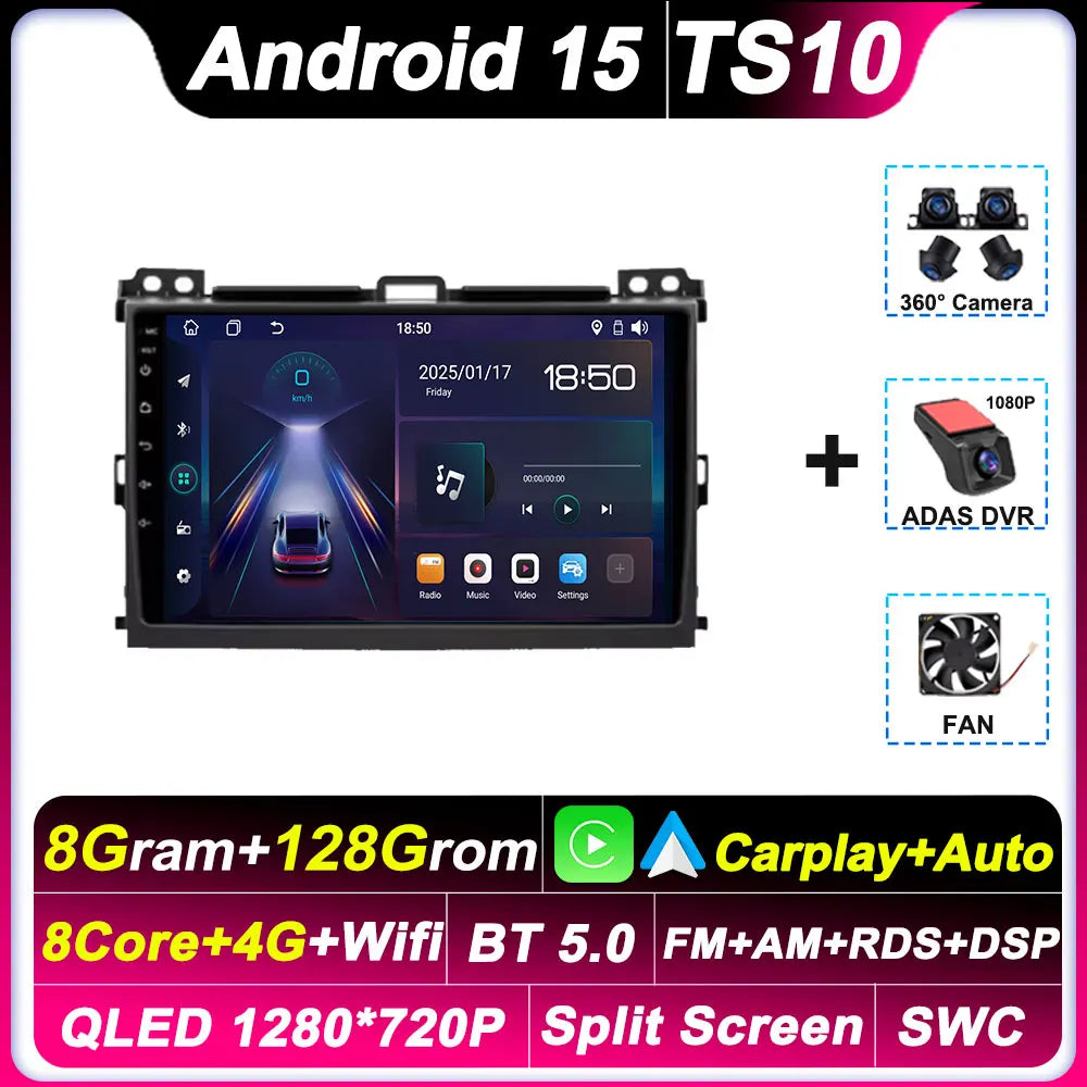 2 Din Android Autoraido For Toyota Land Cruiser Prado 120 3 III For Lexus GX470 GX 470 J120 2002 - 2009 Car Radio Touch Screen