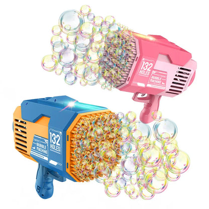 Bubble Gun Machine 132 Holes Soap Automatic Blower with Light Toys for Kids Children Boys Gifts Outdoor Toys Wedding Kids