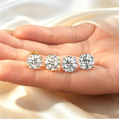 Abestecom VVS1 GRA 0.1ct-3.0ct Moissanite Earring D Color Lab Diamond Four Prong Single Stone Women Stud Earrings Jewelry Gift