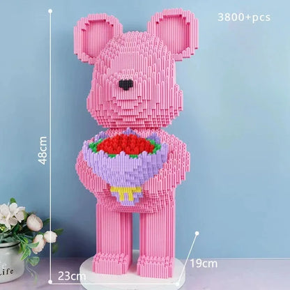48cm Flower Violent Bear Huge  Building Block  Children's Toys with Small Particles Bricks 3D Model Children's Adult Gift