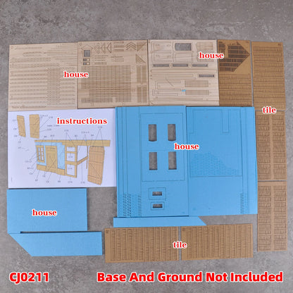 Assembly Architectural Model Miniature Architectural Building Model Brick Concrete Building Villa Diorama Scale Model Kit 1/35