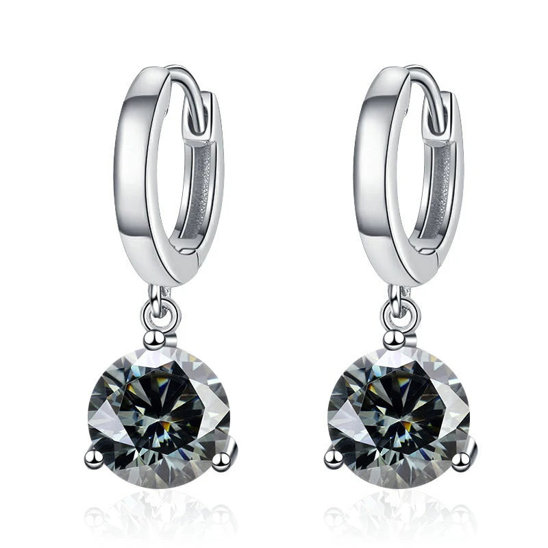 1ct/ 2ct/4ct Moissanite Diamond Earrings S925 Sliver Orginal Drop Earring Wedding Bride Jewelry with Certificate for Women