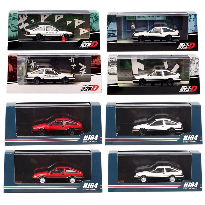 HJ64 1:64 Scale Toyota Sprinter Trueno GT APEX AE86 JDM Corolla Levin Car Model Diecasts & Toy Vehicles Hobby Japan Inital D