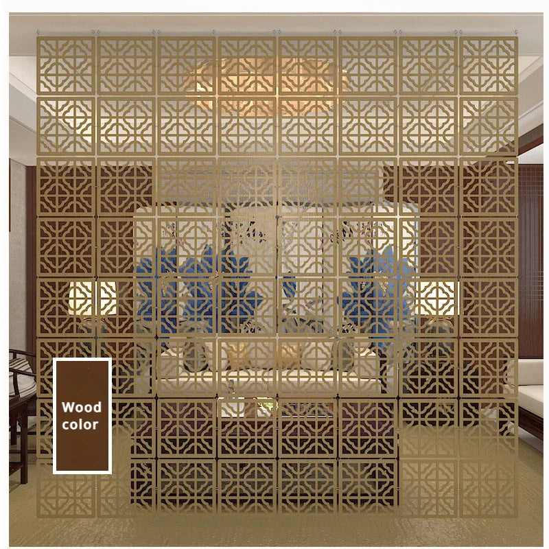 10pcs Room Hanging Screen Partition Guest Room Divider Panel wooden color Living Room Office Simple Chinese Hollowing Screen
