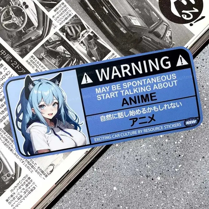 Cartoon Car Sticker Warning Airbag Check Warning Decal Anime Waterproof Car Accessories Stickers SH40 Mini Cooper Accessories