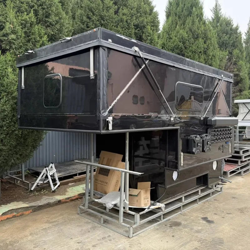 Hard Shell Pop Up Truck Camper Tent for Off Grid Camping, Customizable Overland Cabin solar ready truck camper