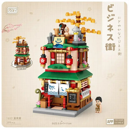 LOZ Blocks FUN Ideas Mini Street Store Toy Small Flower Pisa Shop Brinquedos MOC City House Food Building Bricks Girl Gifts