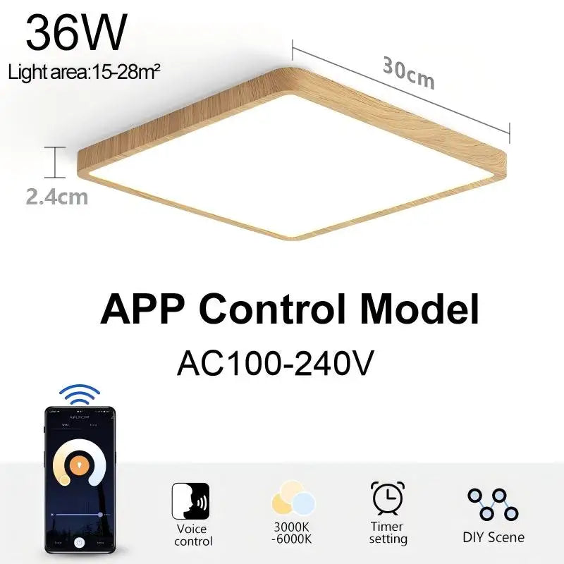 Tuya LED Ceiling Light 0.94Inch Ultra Thin 36W Square Voice Control Alexa Smart Lamp For Kitchen Bedroom Living Room Indoor Lamp