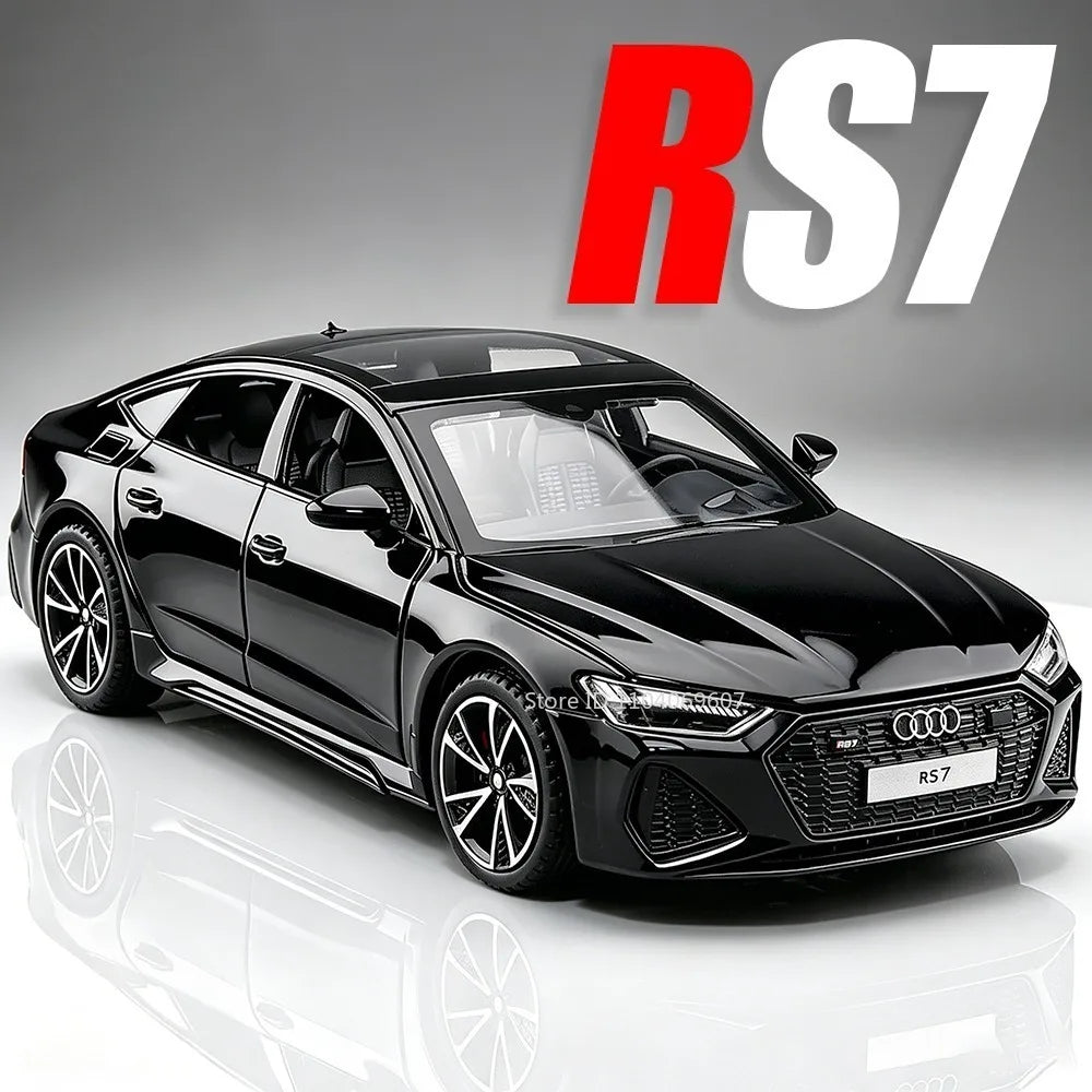 1:32 RS7 RS6 Miniature Car Toy Models Alloy Diecast Rubber Tires Doors Opened Exquisite Interior Pull Back Decoration Vehicles